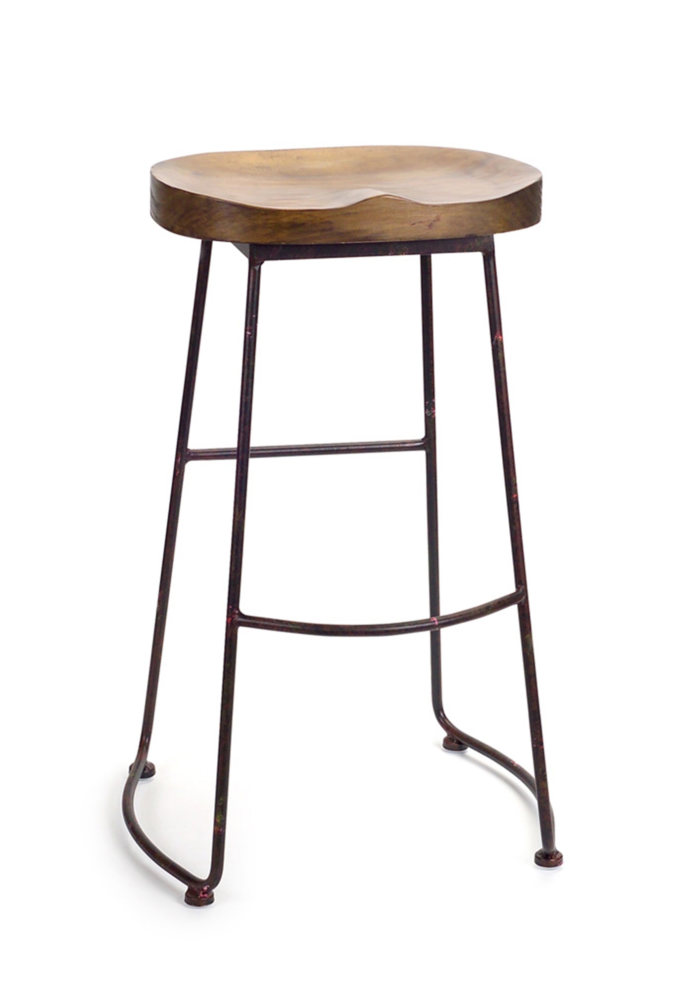 Wood Stool 14.75"L x 12.75"W x 30.5"H Wood/Metal