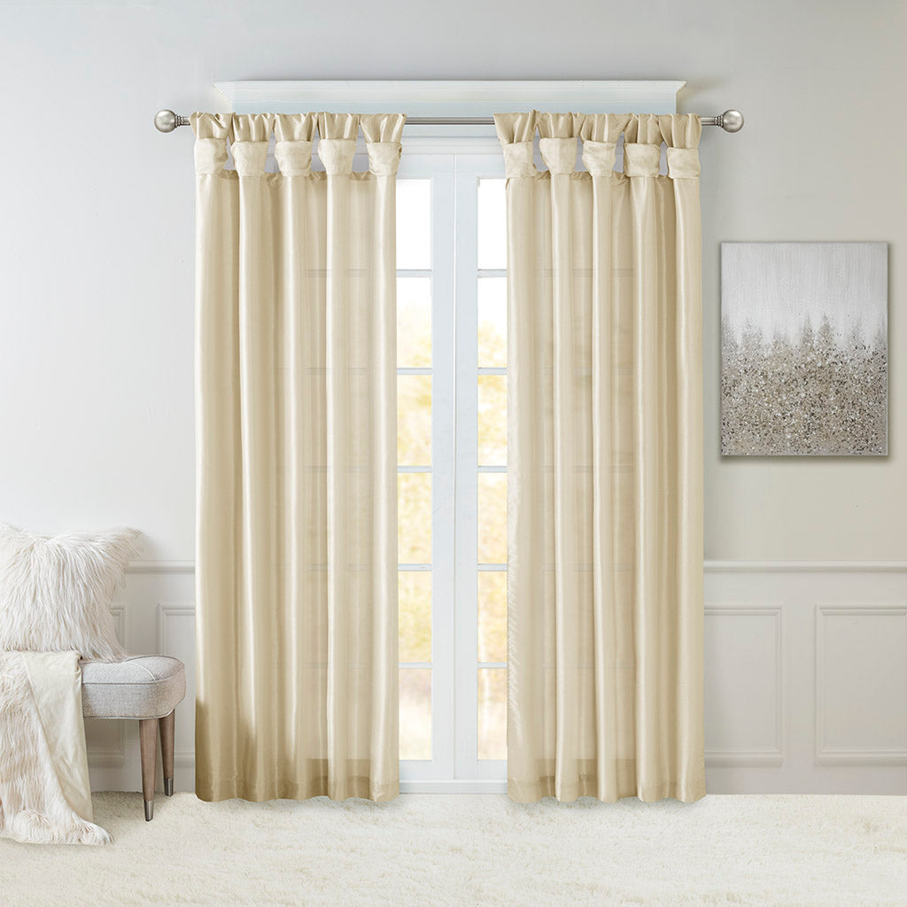 Emilia Twist Tab Lined Window Curtain Panel