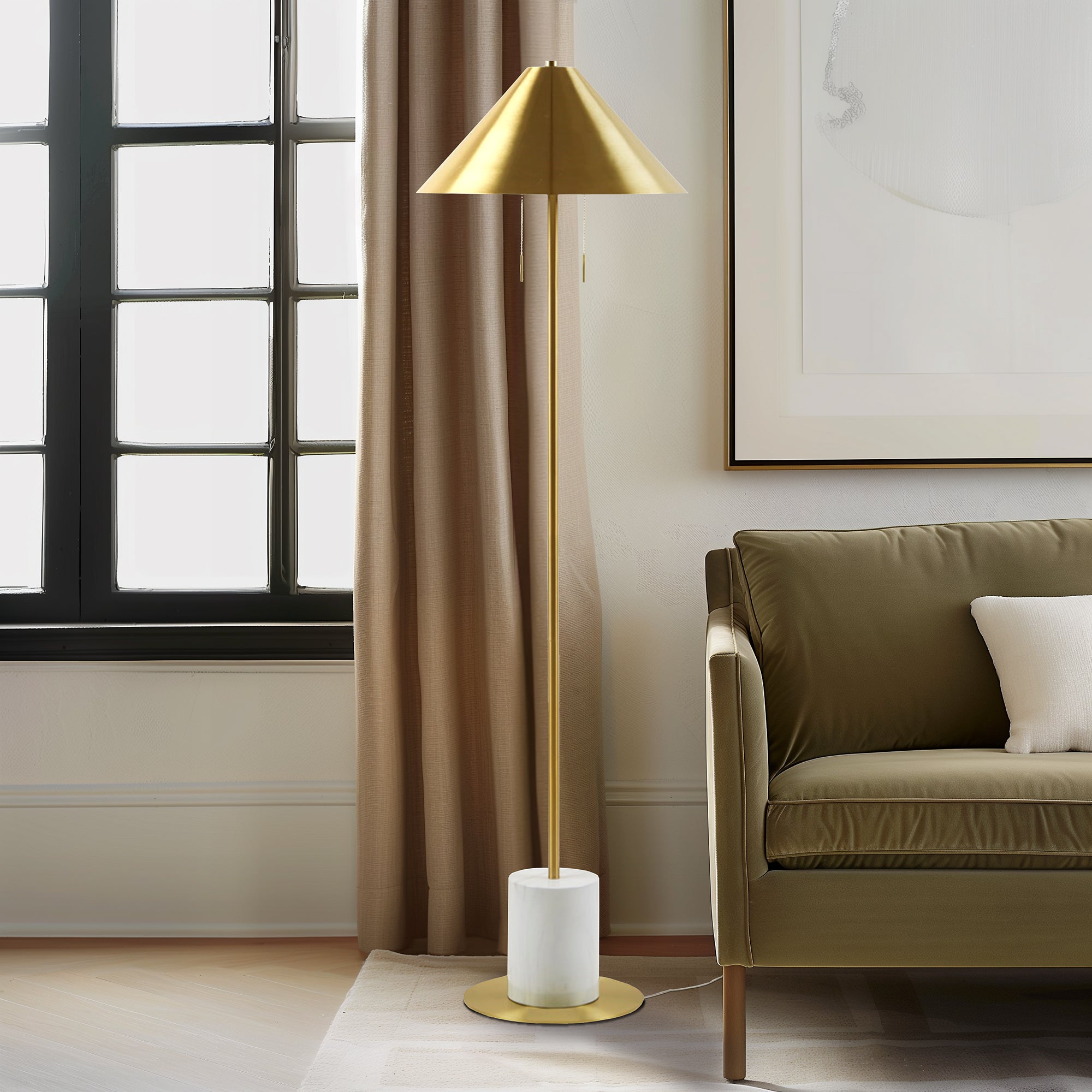 Brillora Arched Metal Floor Lamp with Frosted Glass Shade