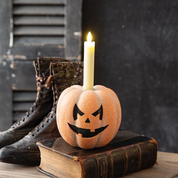 Spooky Jack-O-Lantern Taper Candle Holder