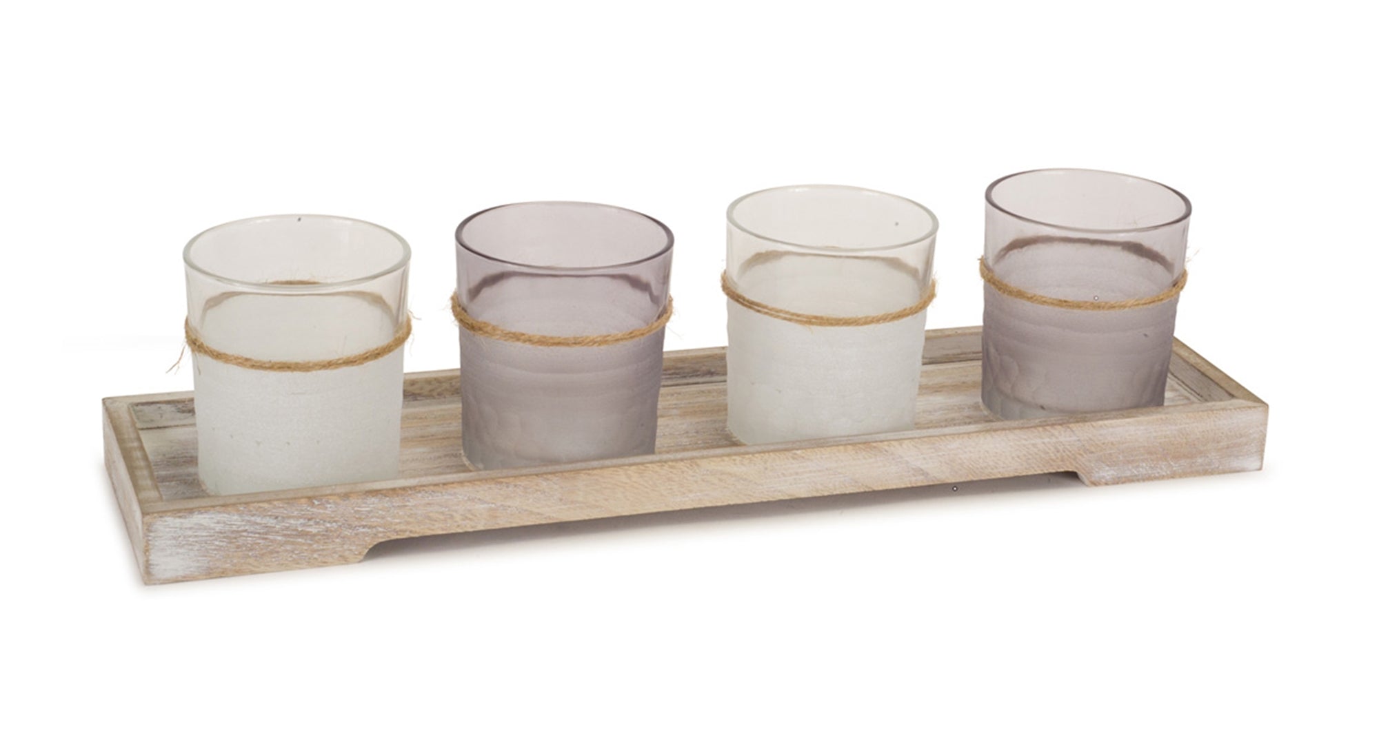 Candle Garden 3.25"H Glass, includes Tray 15"L Wood