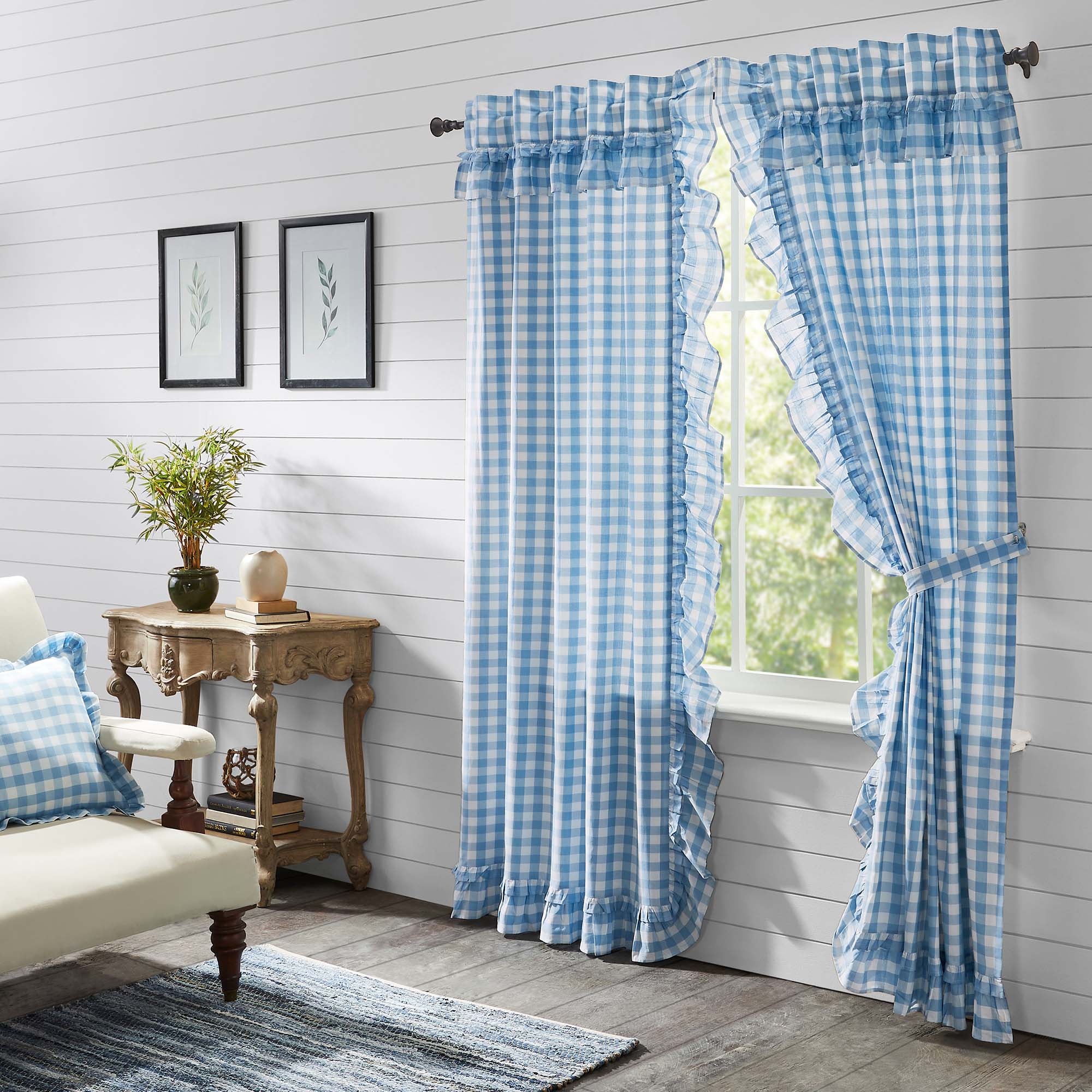 Annie Buffalo Blue Check Ruffled Panel Set of 2