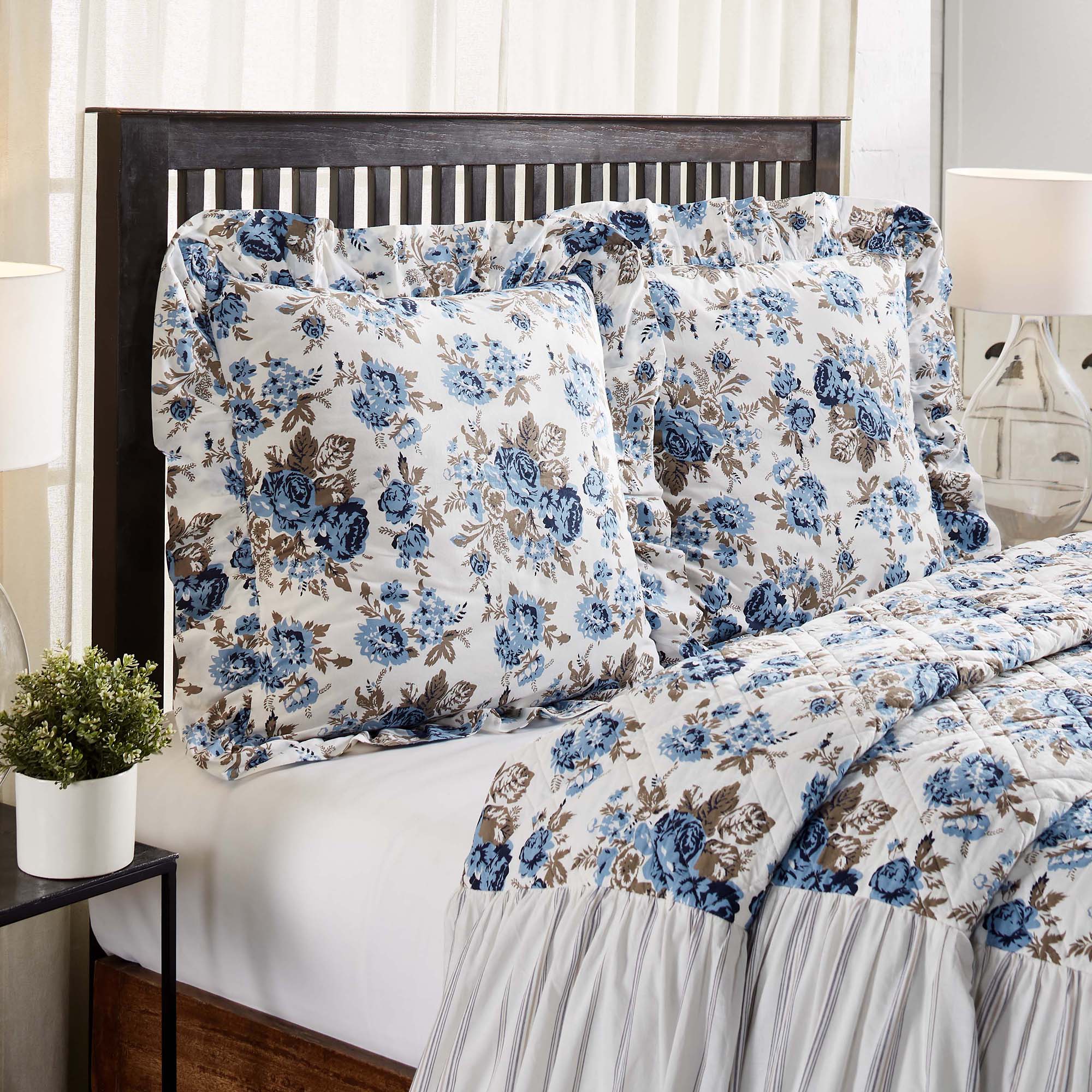 Annie Blue Floral Fabric Euro Sham