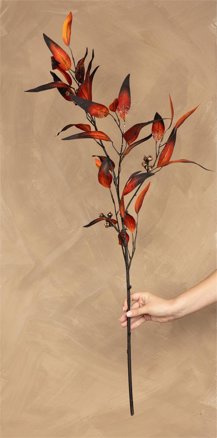 Stem - Willow Eucalyptus Orange /Brown With Glitter