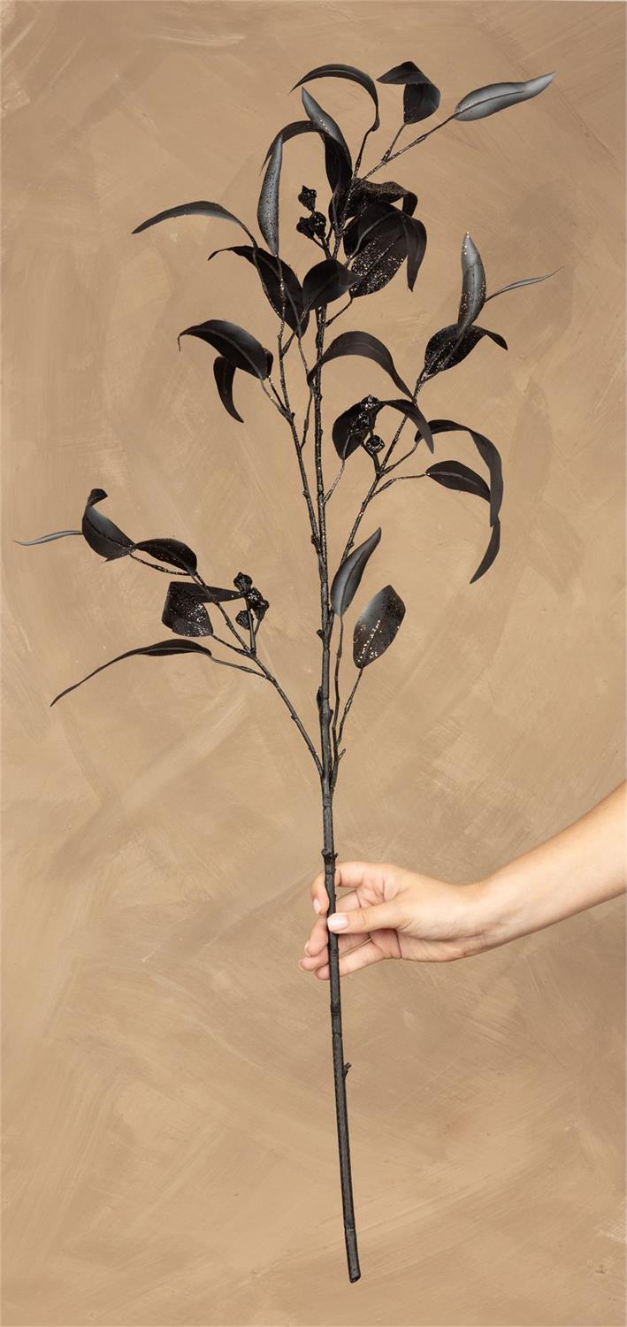 Stem - Black Gold Eucalyptus With Pods And Glitter