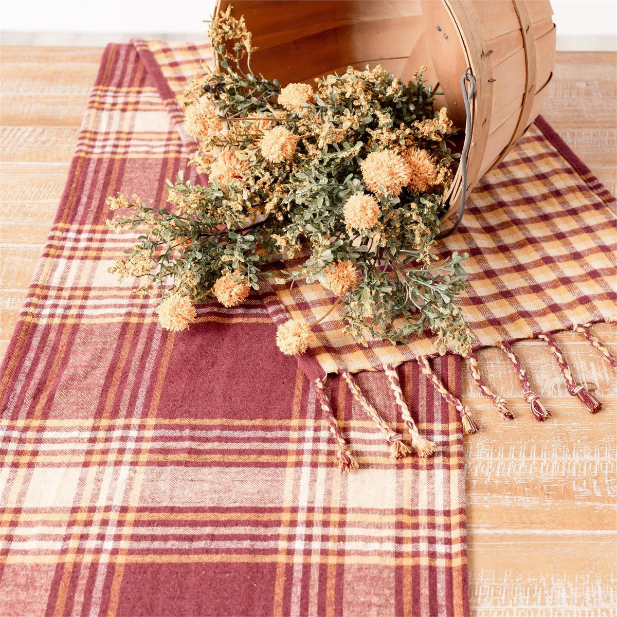 Reversible Burgundy & Mustard Plaid Runner