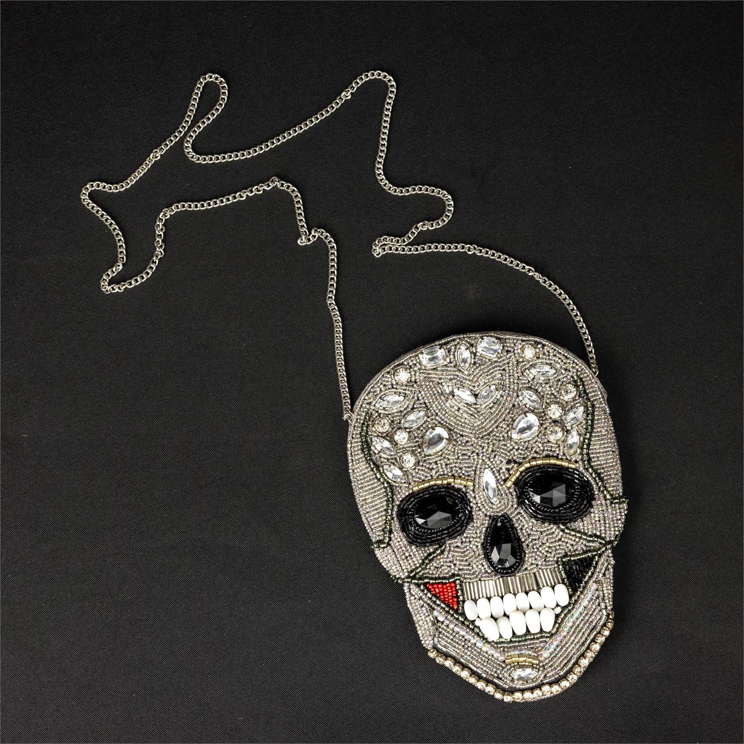 Skull & Sparkle Beaded Purse