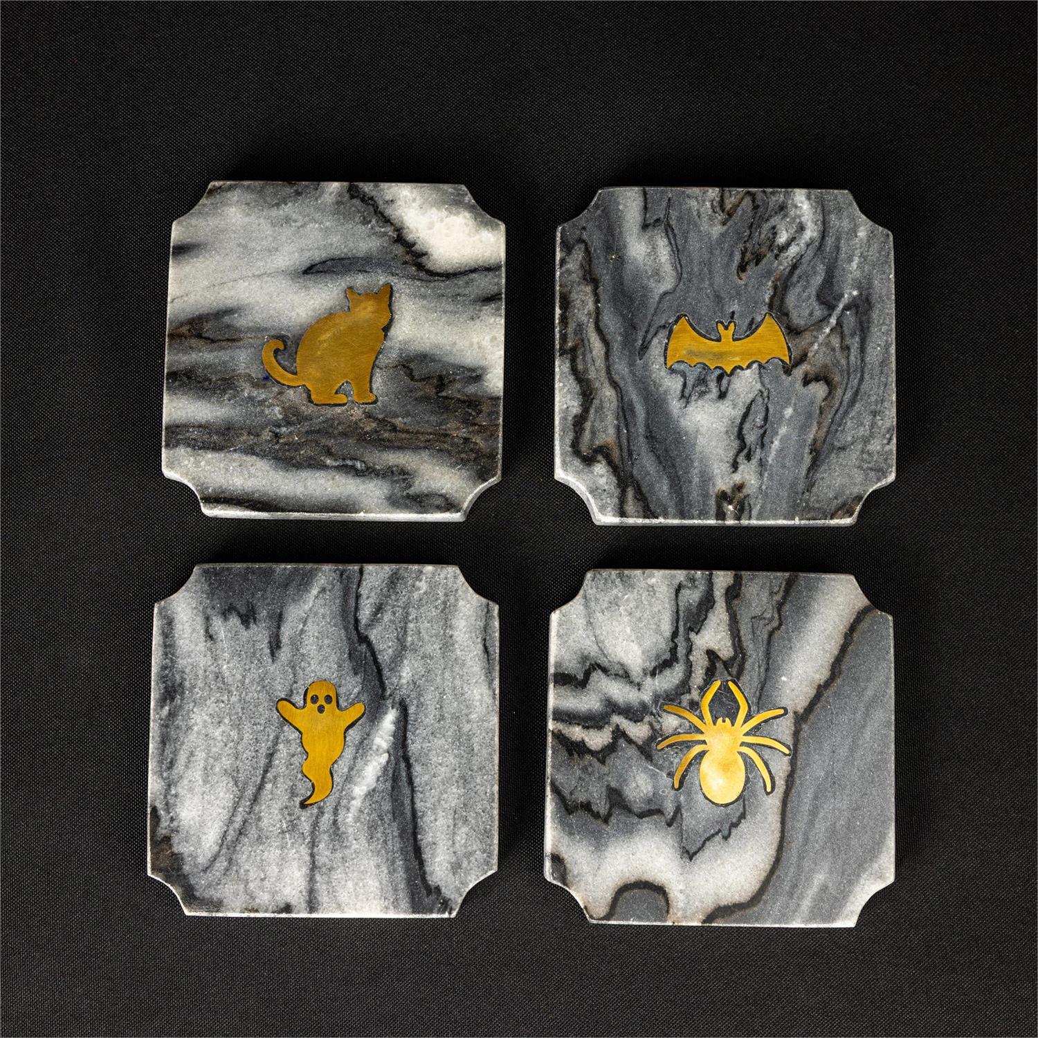 Haunted Marble Coasters Set Of 4