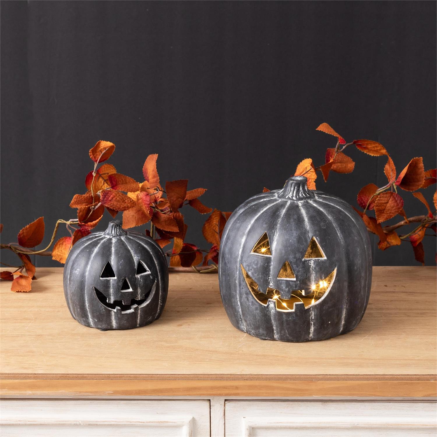 Black Pumpkin Luminaries (S/2)
