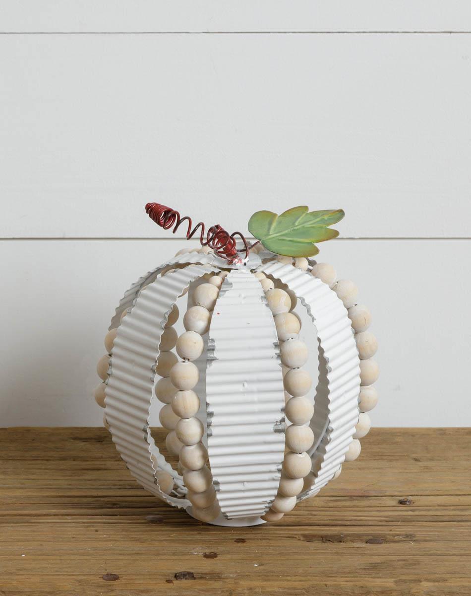 Corrugated Metal And Beads Pumpkin, Sm