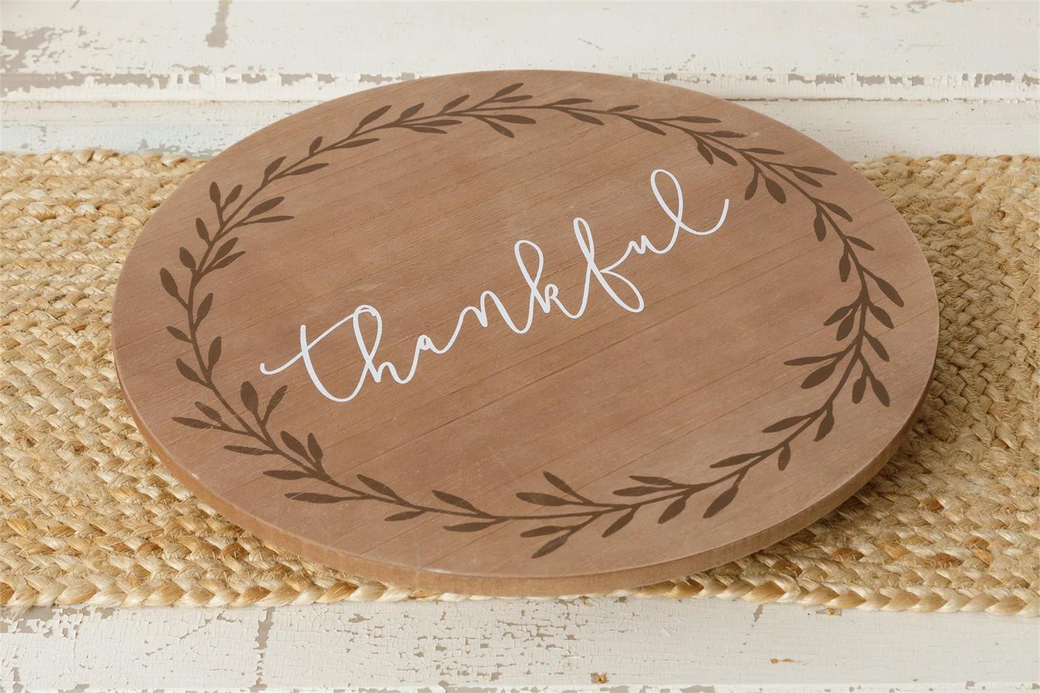 Wooden Lazy Susan - Thankful