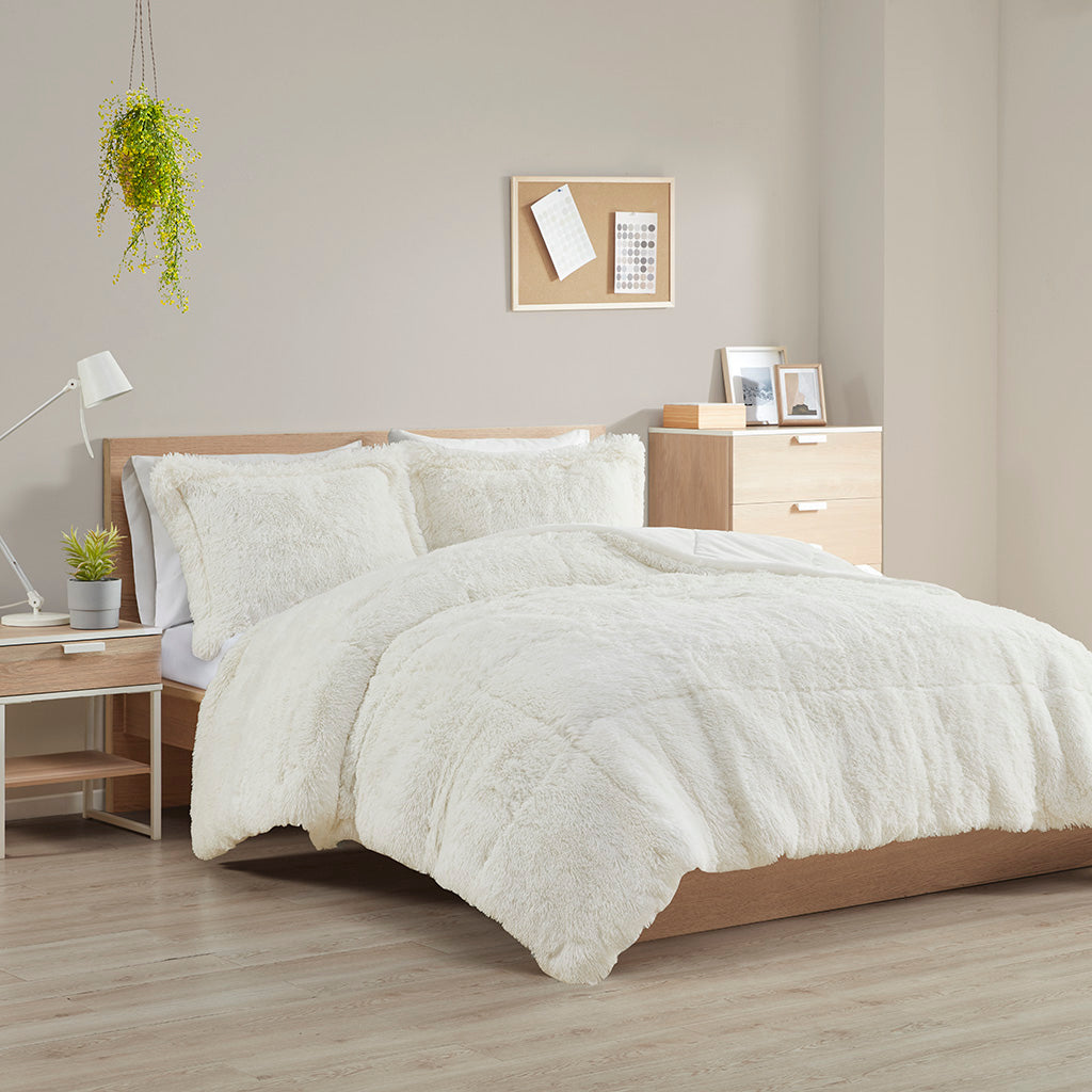 Malea Shaggy Long Fur Comforter Mini Set