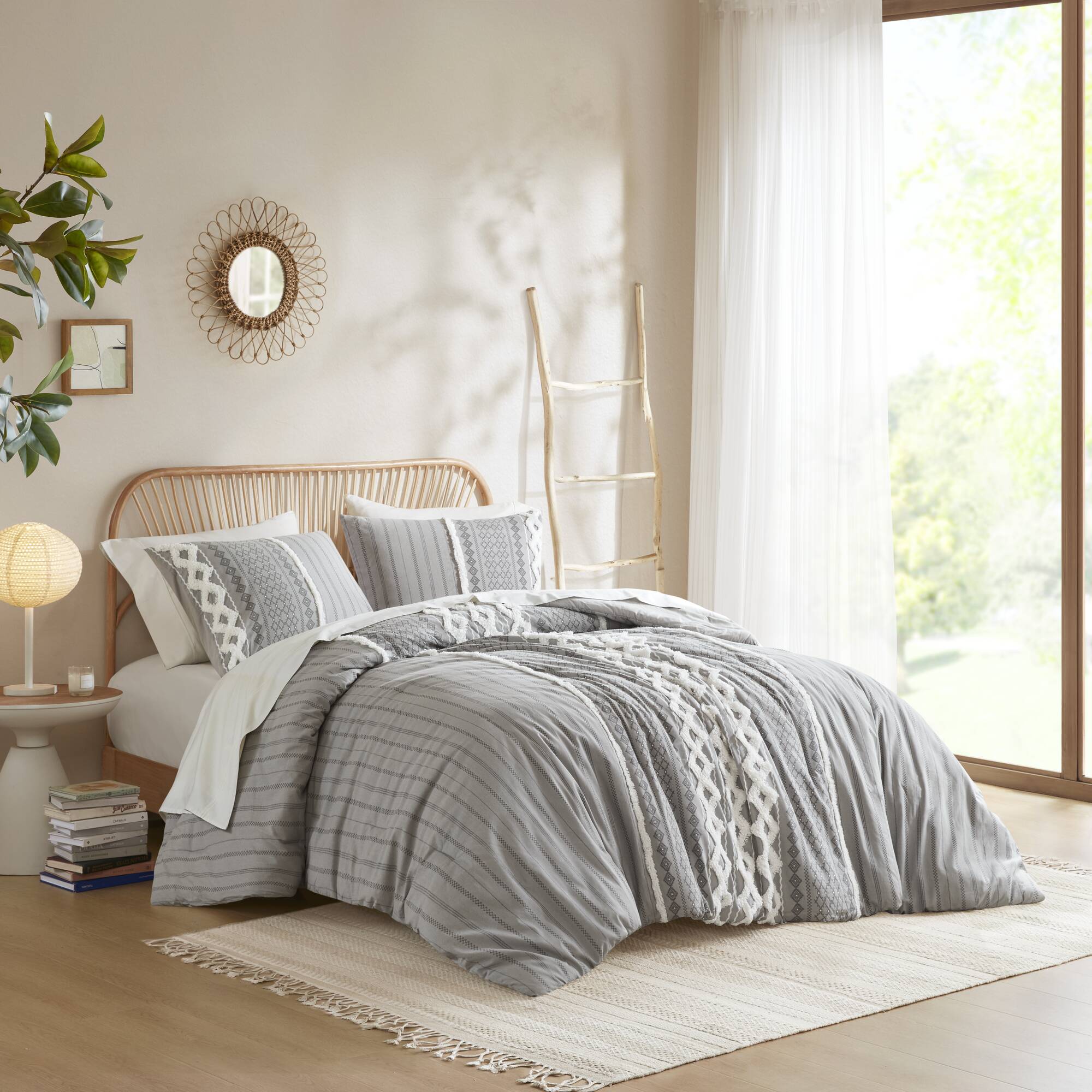 Imani Cotton Printed Duvet Cover Set with Chenille
