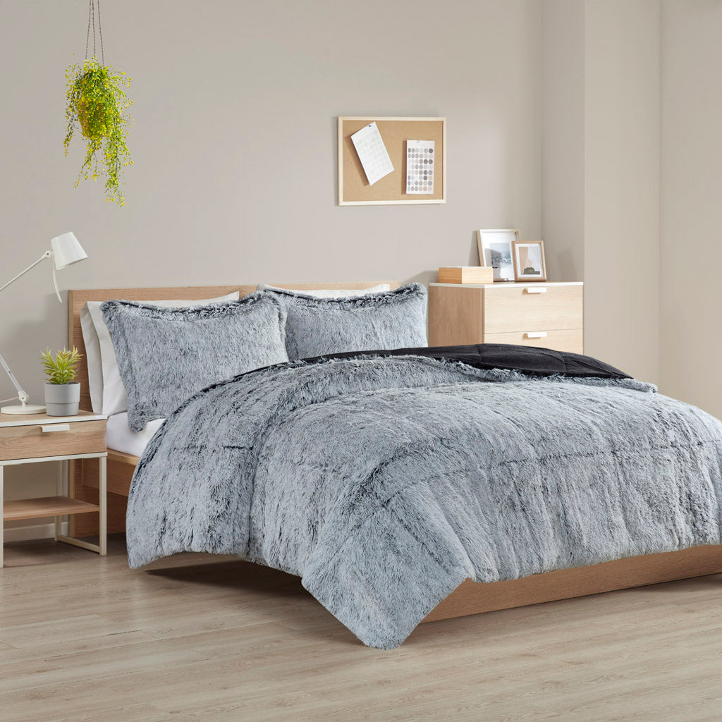 Malea Shaggy Long Fur Comforter Mini Set