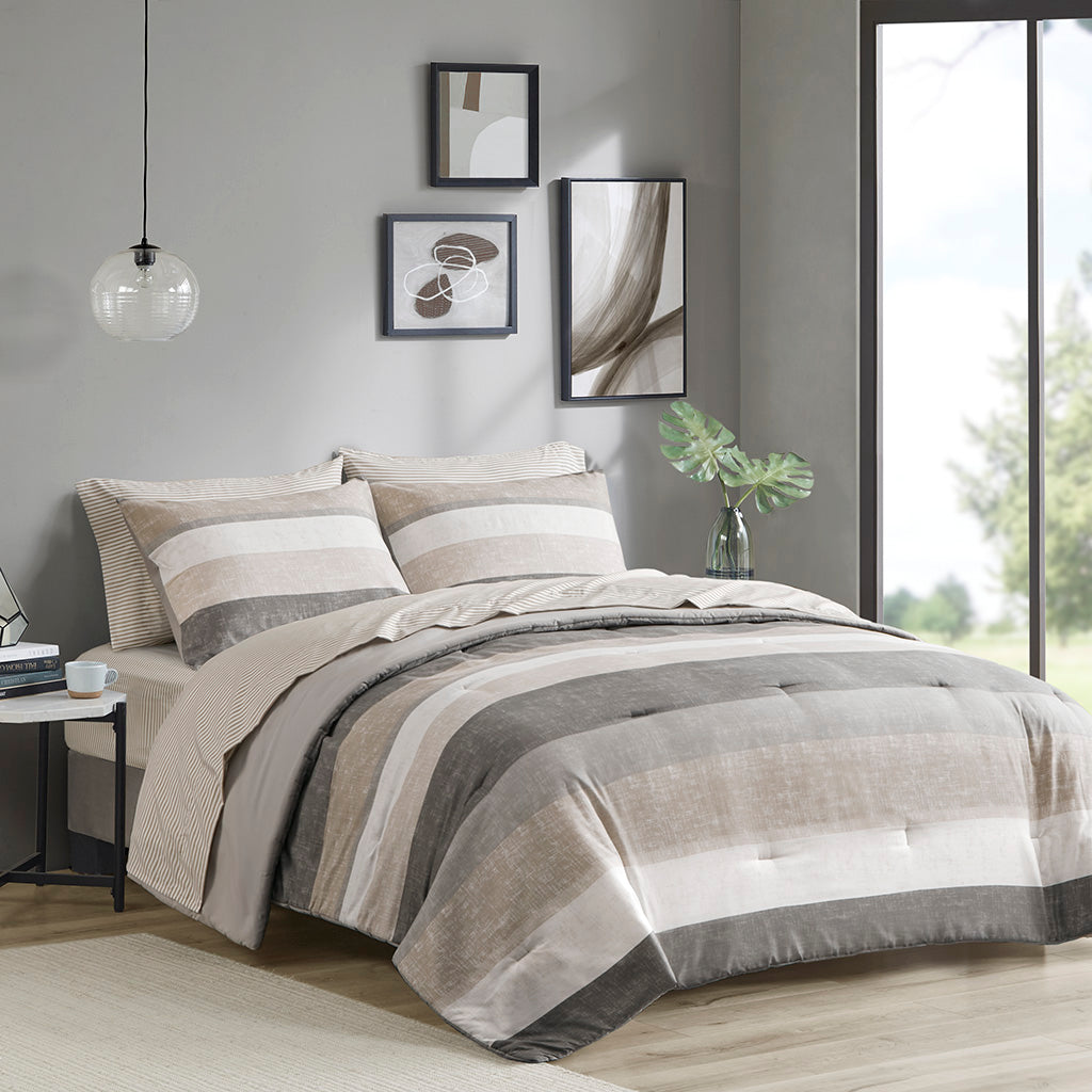 Jaxon Stripe Comforter Set with Bed Sheets
