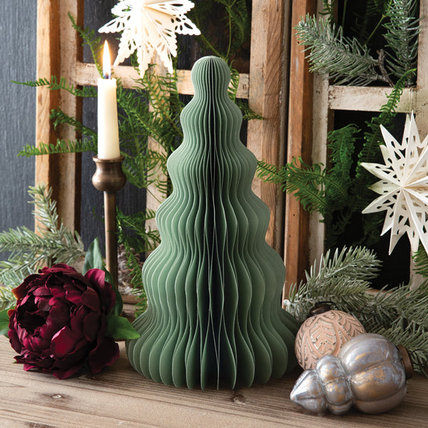 Medium Paper Honeycomb Tree - Green Fir