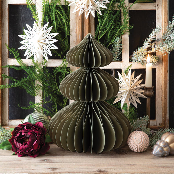 Medium Paper Honeycomb Tree - Forest Green Scots Pine
