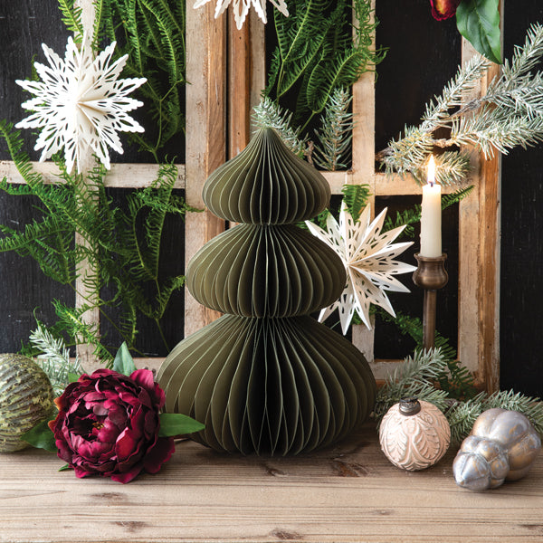 Small Paper Honeycomb Tree - Forest Green Scots Pine