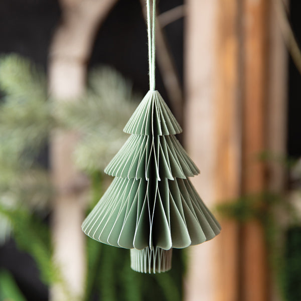 Small Paper Honeycomb Tree Ornament - Green