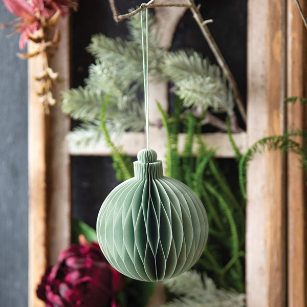 Large Paper Honeycomb Ball Ornament - Green
