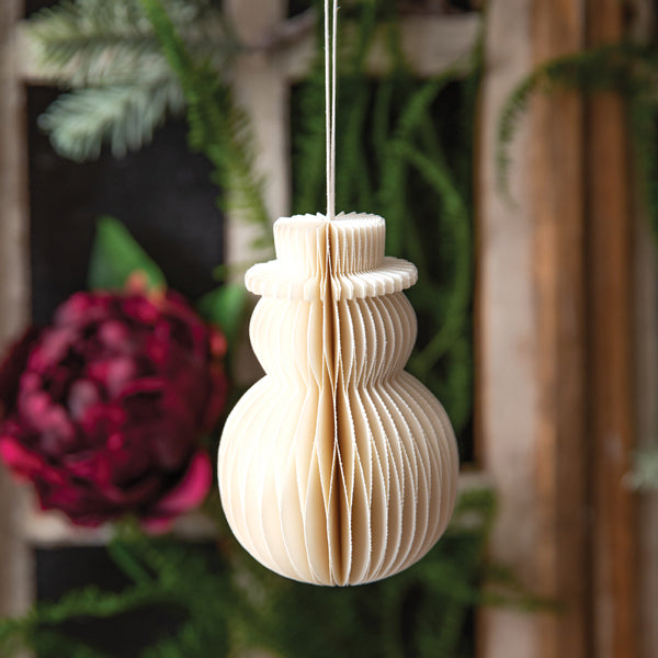 Large Paper Honeycomb Snowman Ornament - White