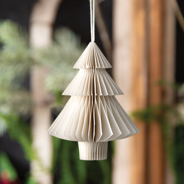 Small Paper Honeycomb Tree Ornament - White