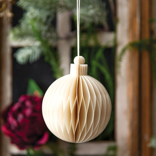 Large Paper Honeycomb Ball Ornament - White