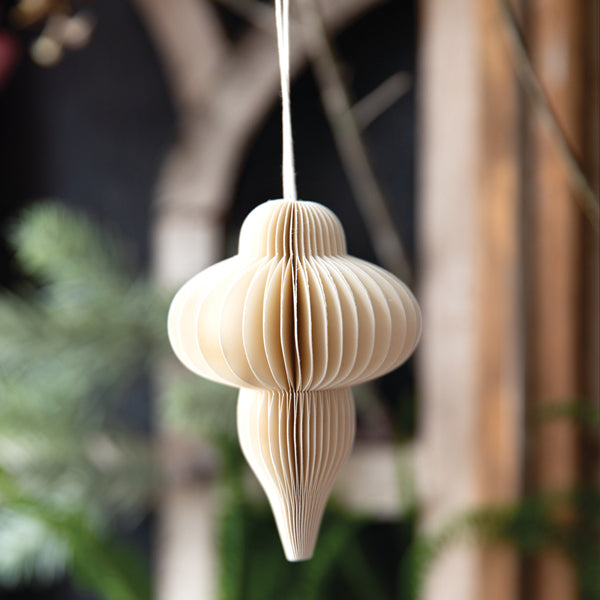 Small Paper Honeycomb Lamp Ornament - White