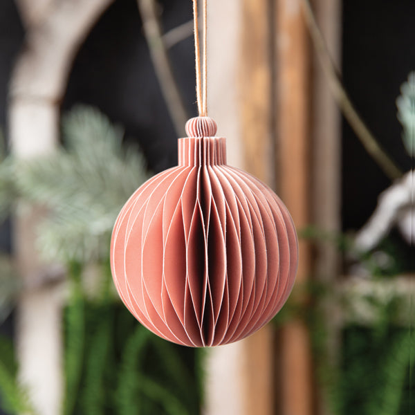 Small Paper Honeycomb Ball Ornament - Blush