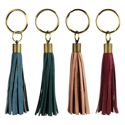 Leather Tassel Keychain, Colored, Set of 4