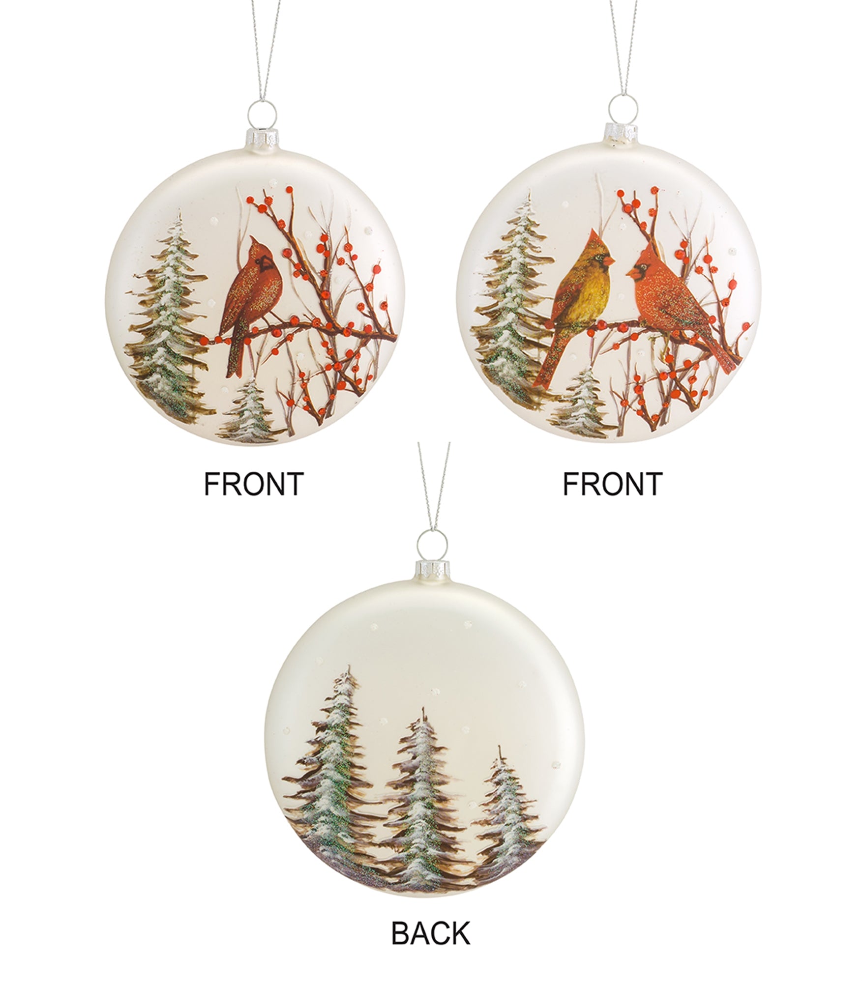 Cardinal/Tree Ornament (2 Asst) 5.5"H Glass