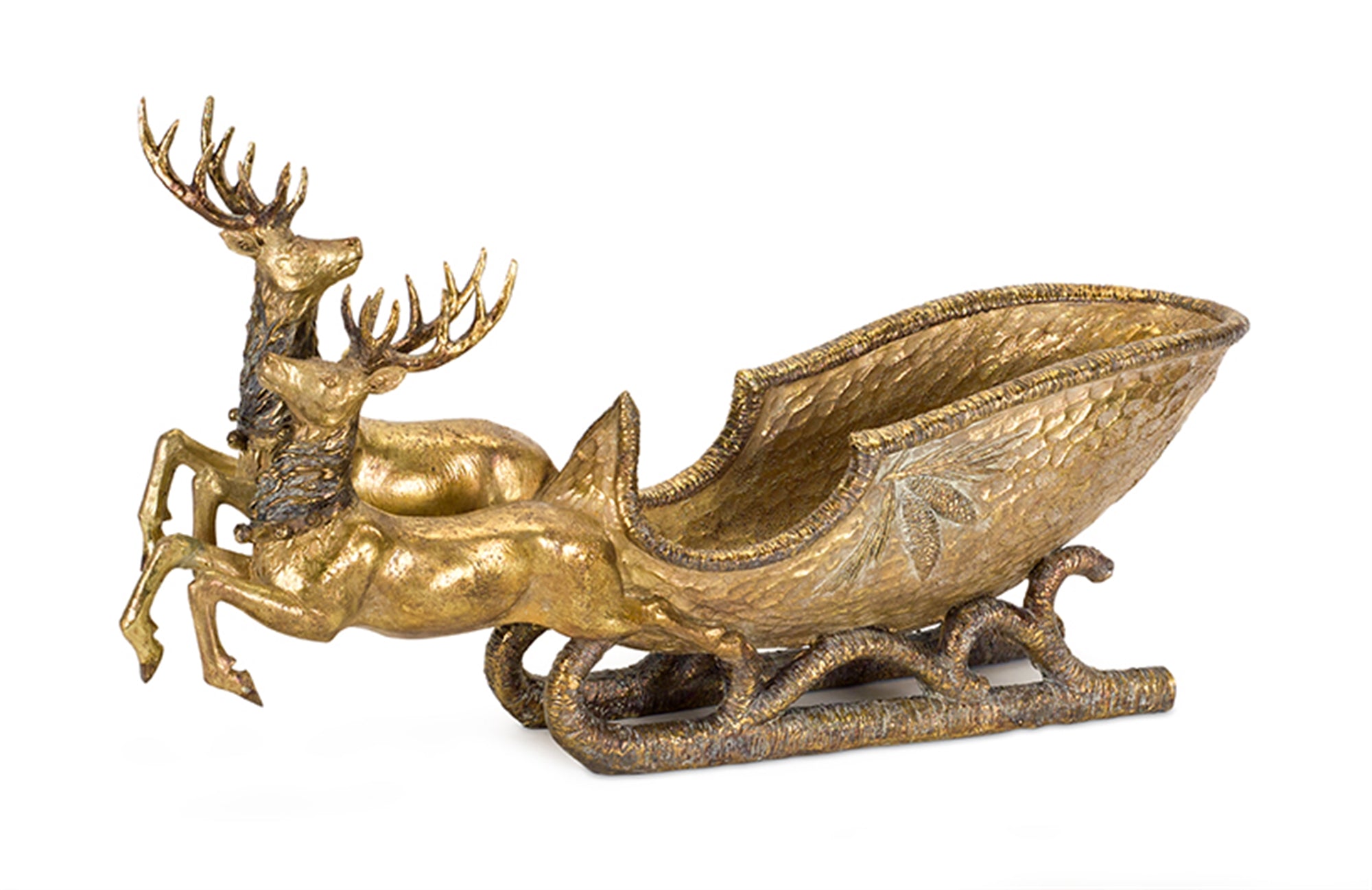 Deer w/Sleigh 25.5"L x 14"H Poly Stone