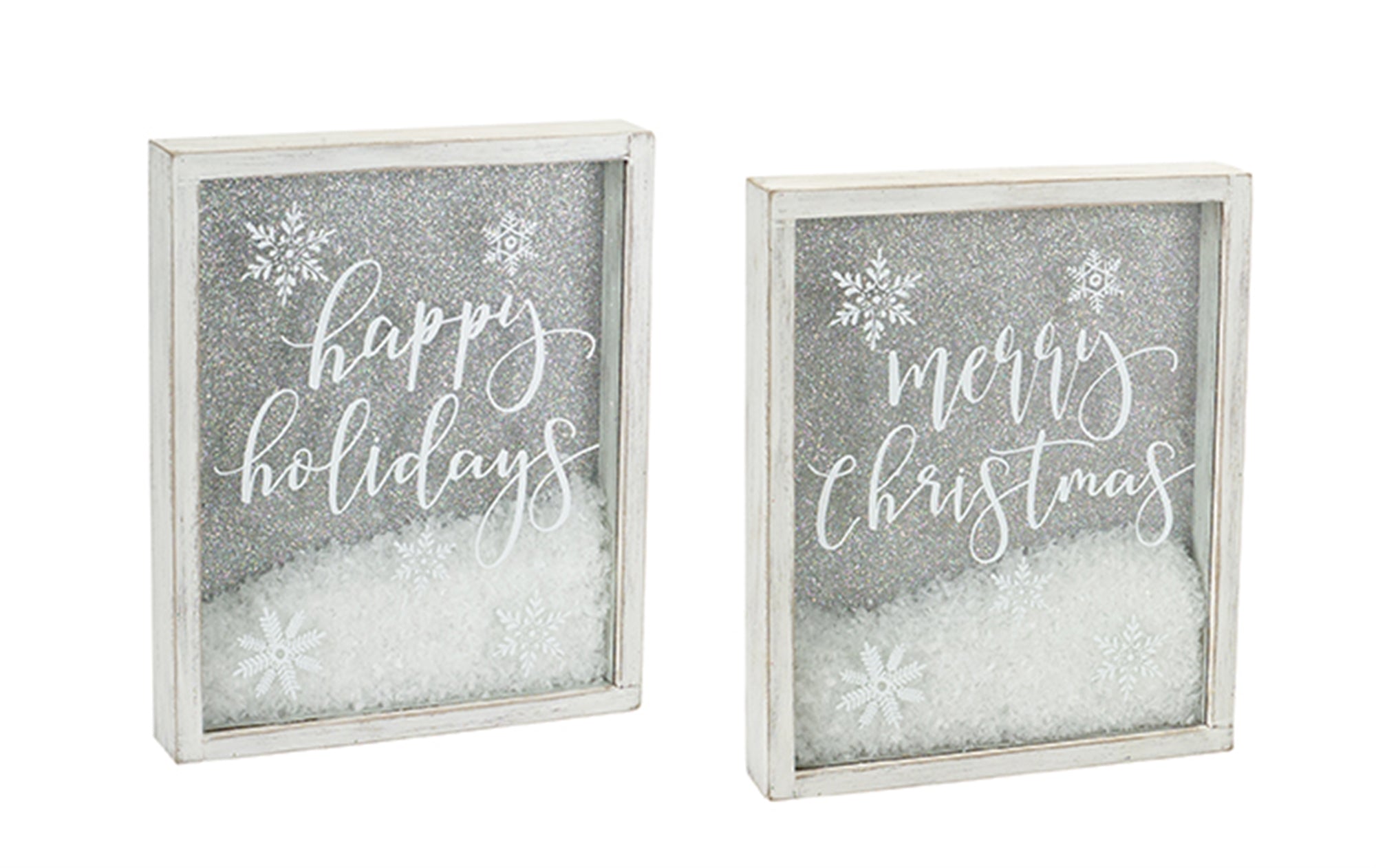 Christmas Frame with Snow (2 Asst) 9"L X 11"H Wood