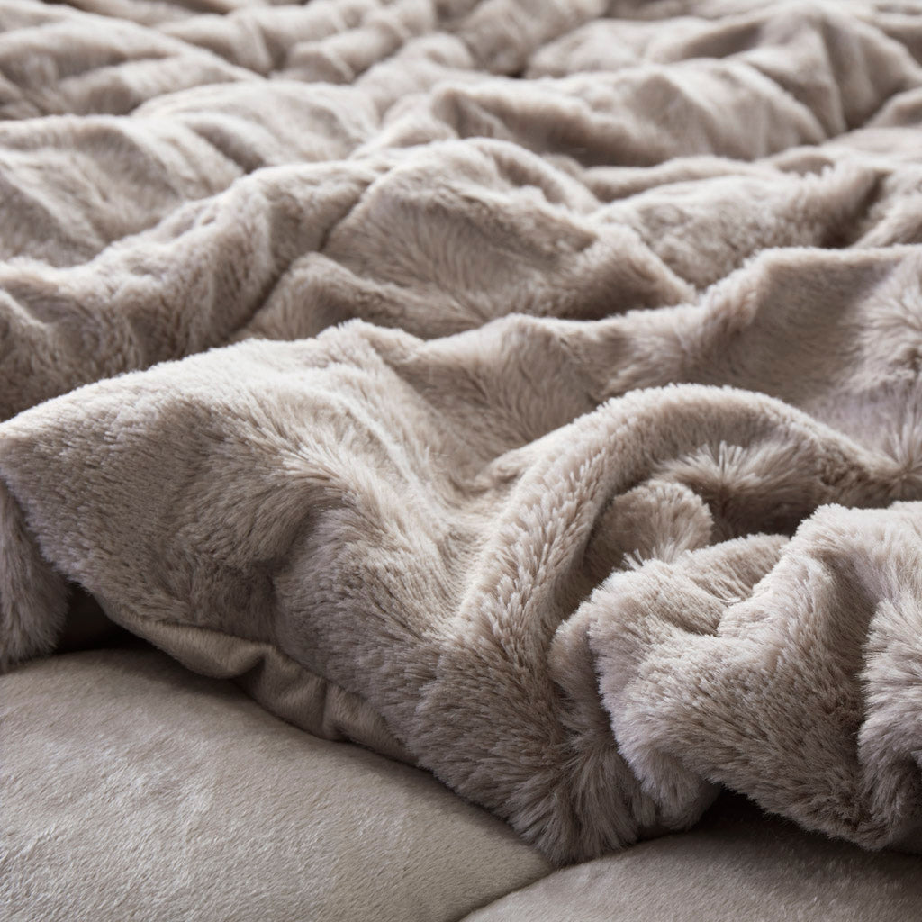 Solid Faux Fur Comforter Mini Set