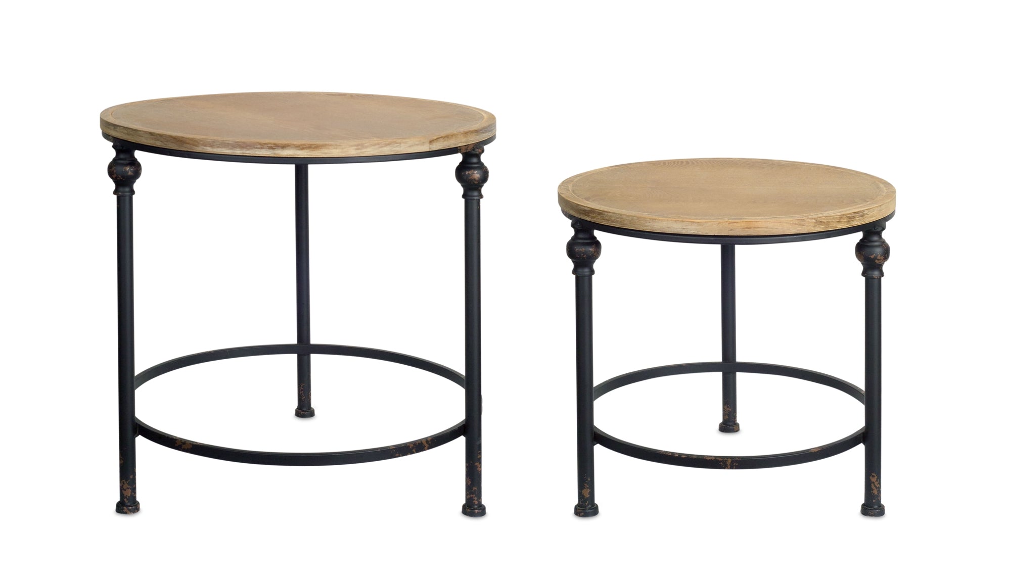 Table (Set of 2) 18"D x 17"H, 22"D x 21"H Metal/Wood