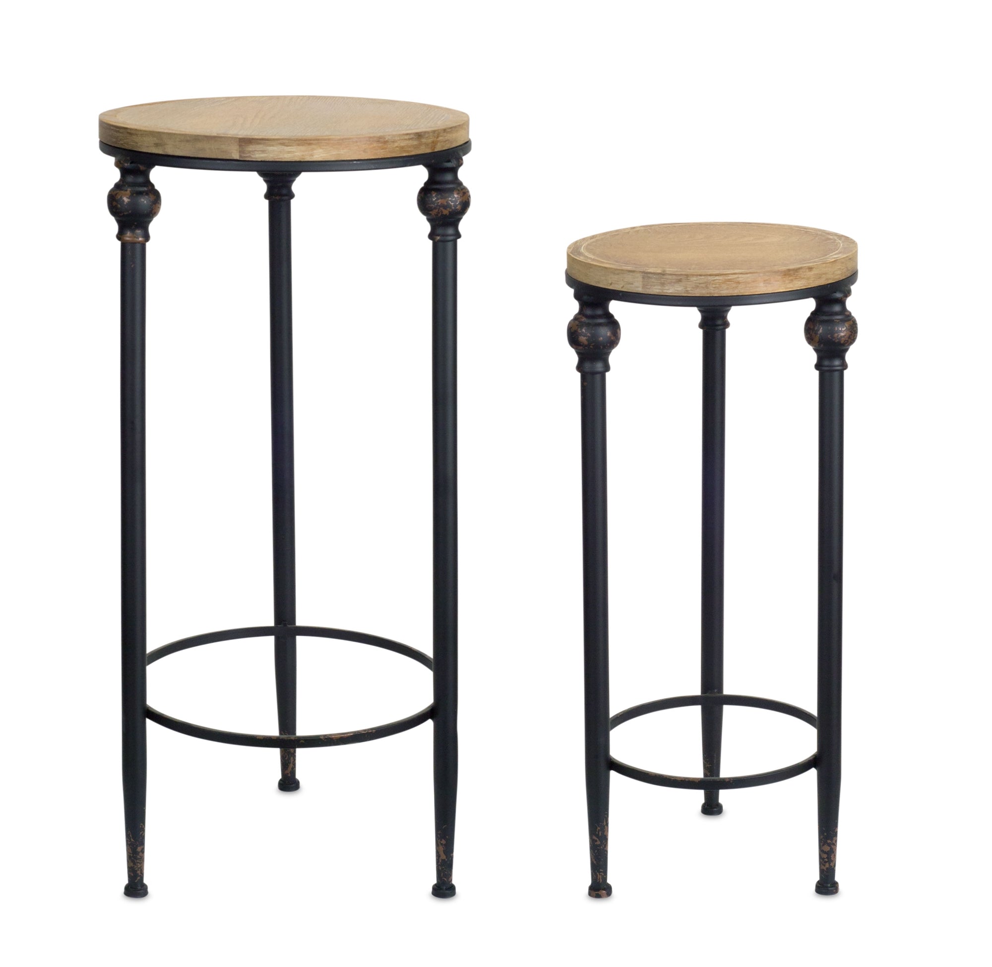 Table (Set of 2) 10.25"D x 22.5"H, 12" x 26.75"H Metal/Wood