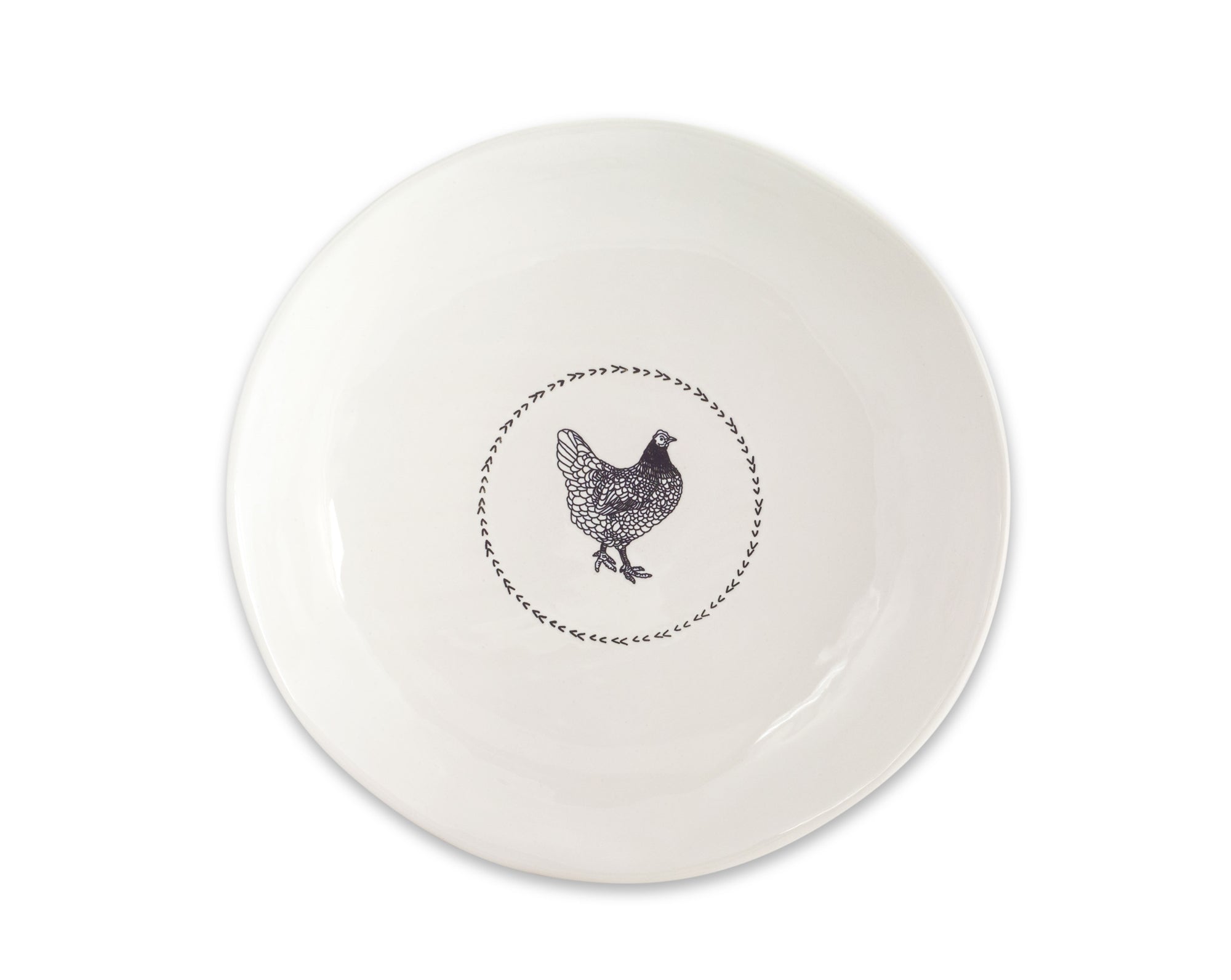 Chicken Round Platter 13.25"D Stoneware