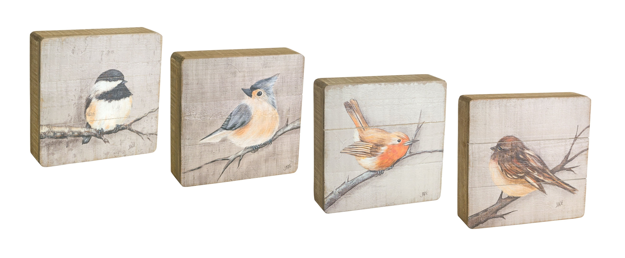 Bird Plaque (4 Asst) 8"H Wood