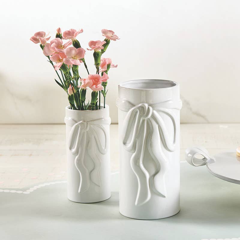 Ceramic Bow Vase - Small - White
