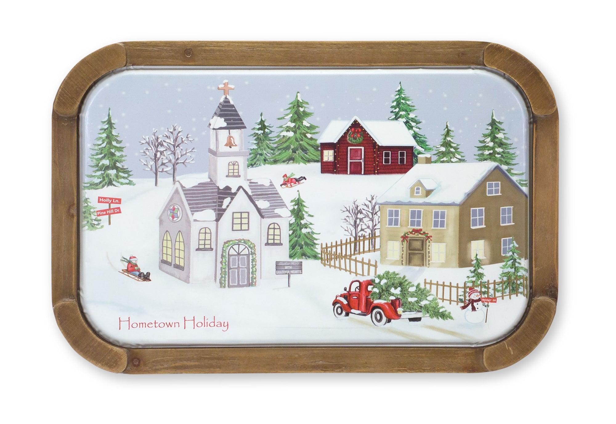 Church with House and Truck 23.75"L x 15.75"H Iron/Wood