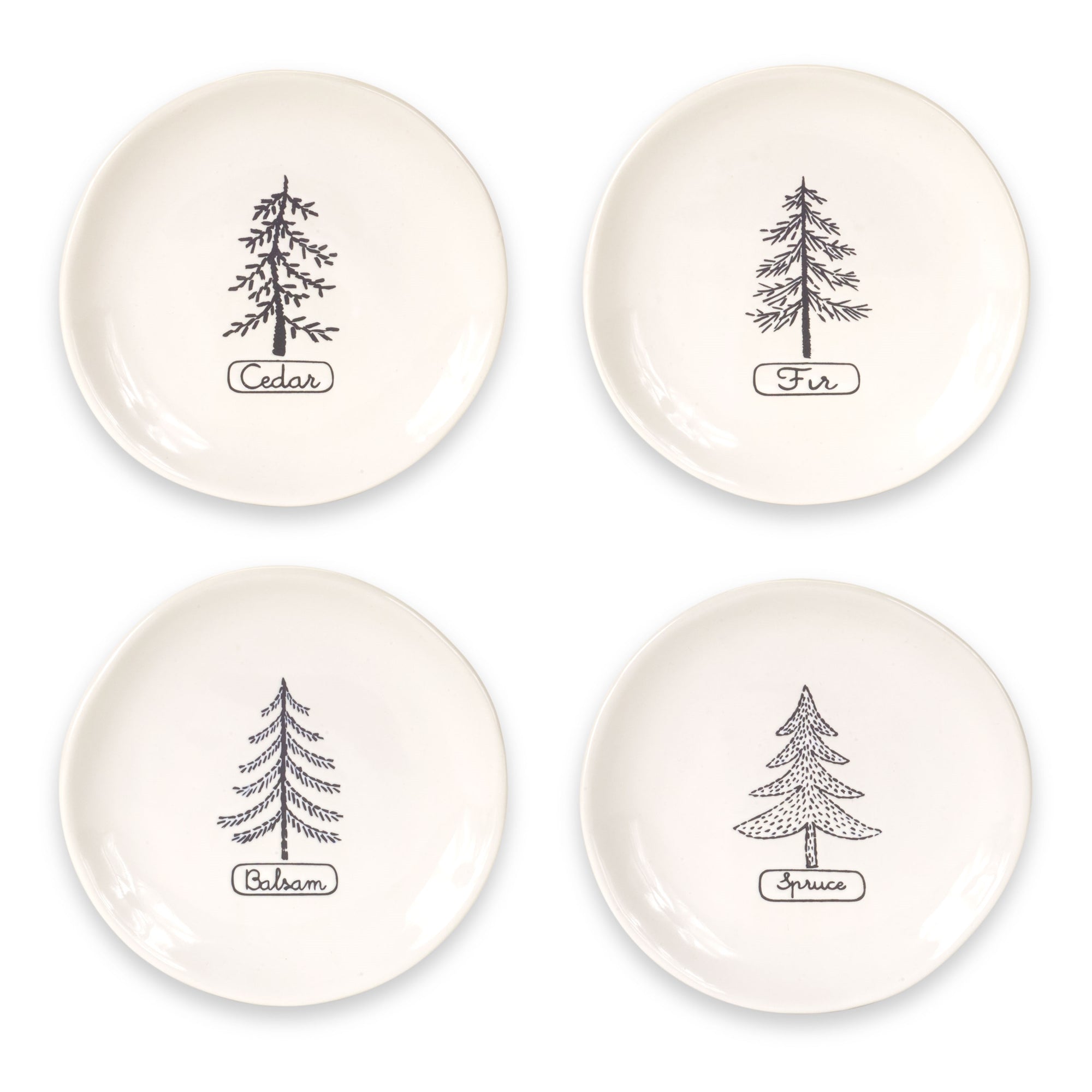 Tree Plate (Set of 4) 6.75"D Stoneware