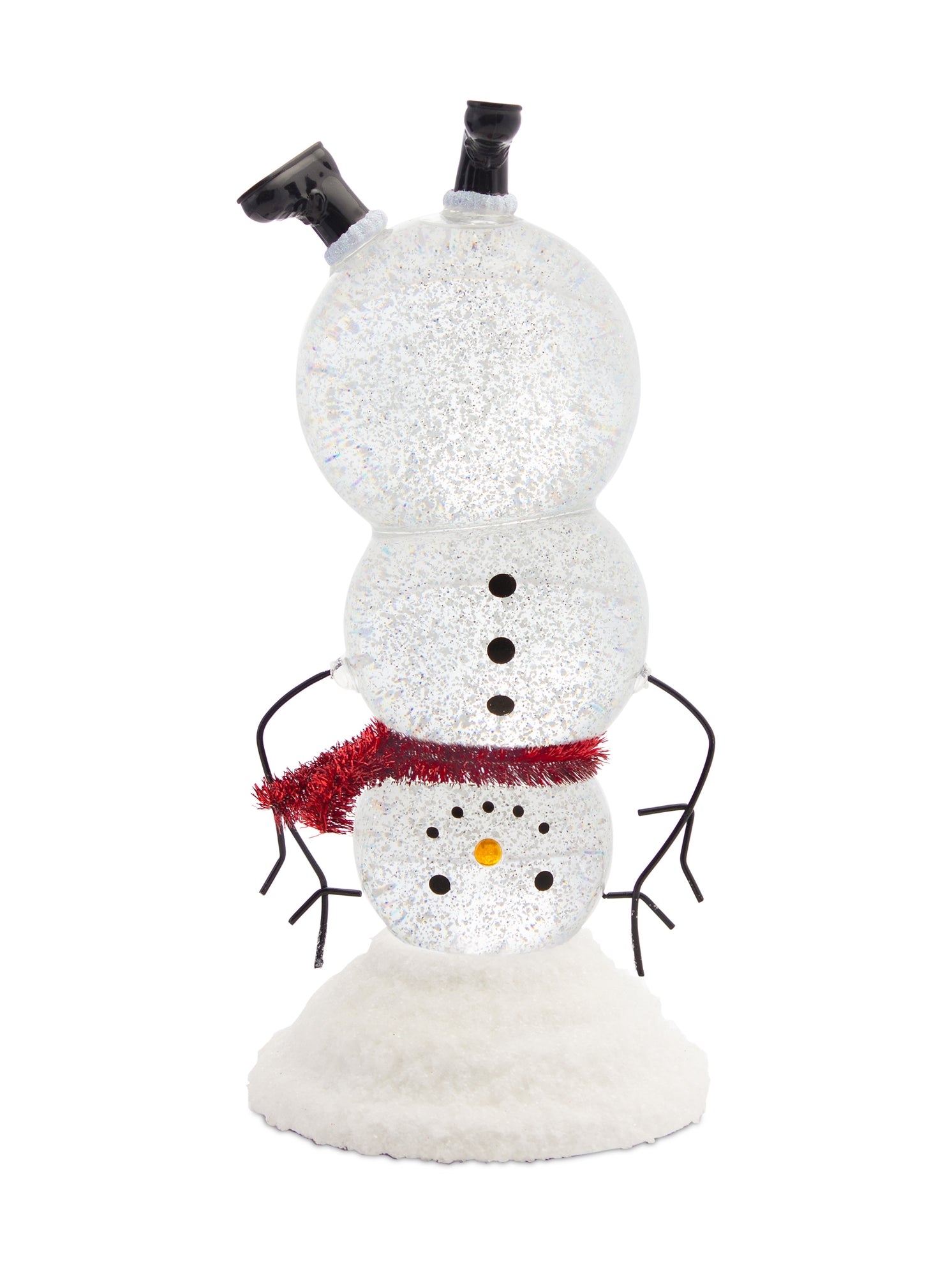 LED Snowman Snow Globe w/6 Hr Timer 10.5”H Acrylic (Requires 3 AA Batteries, Not Included or USB Cor