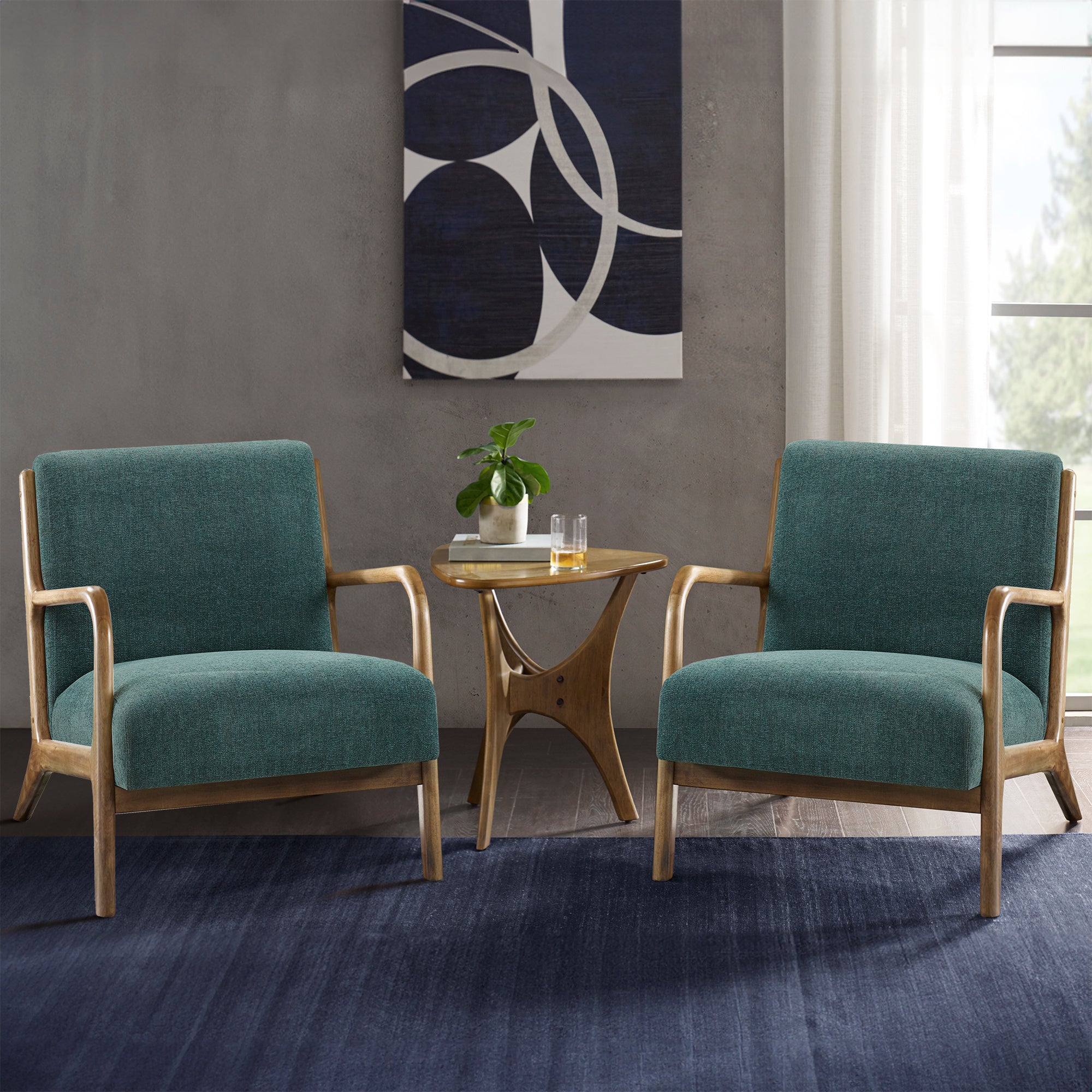 Novak Faux Leather Woven Accent Chair