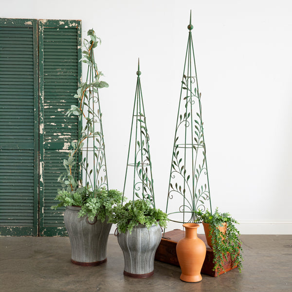 Set of Three Vined Garden Obelisks