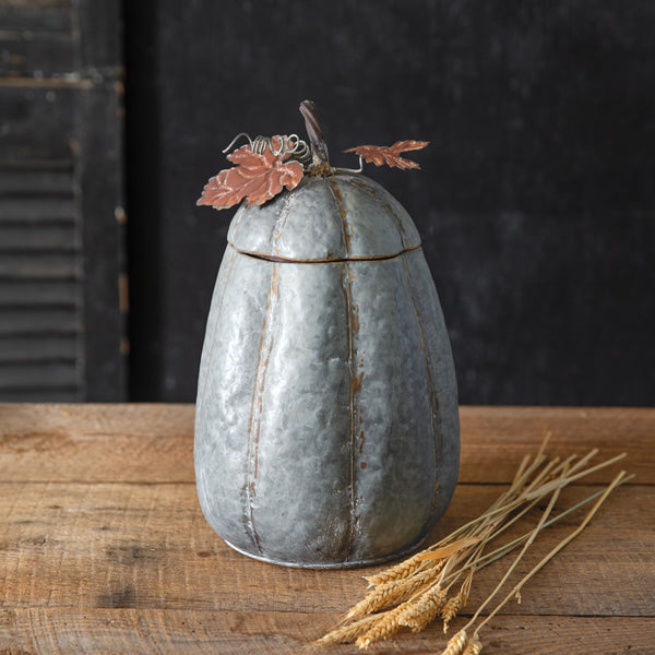 Galvanized Pumpkin Container - Tall