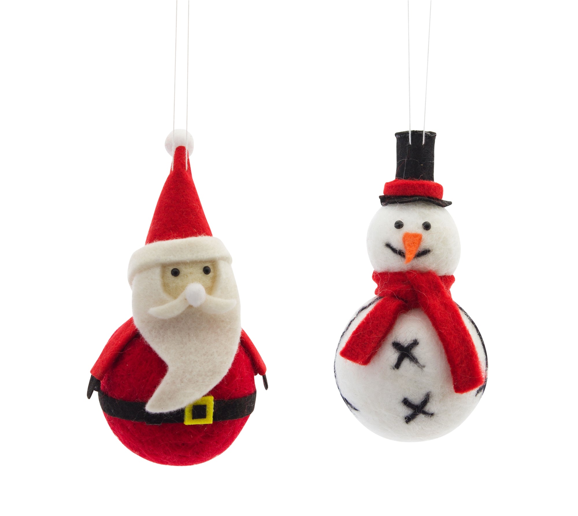 Santa/Snowman Ornament (2 Asst) 2.75"H, 3"H Polyester