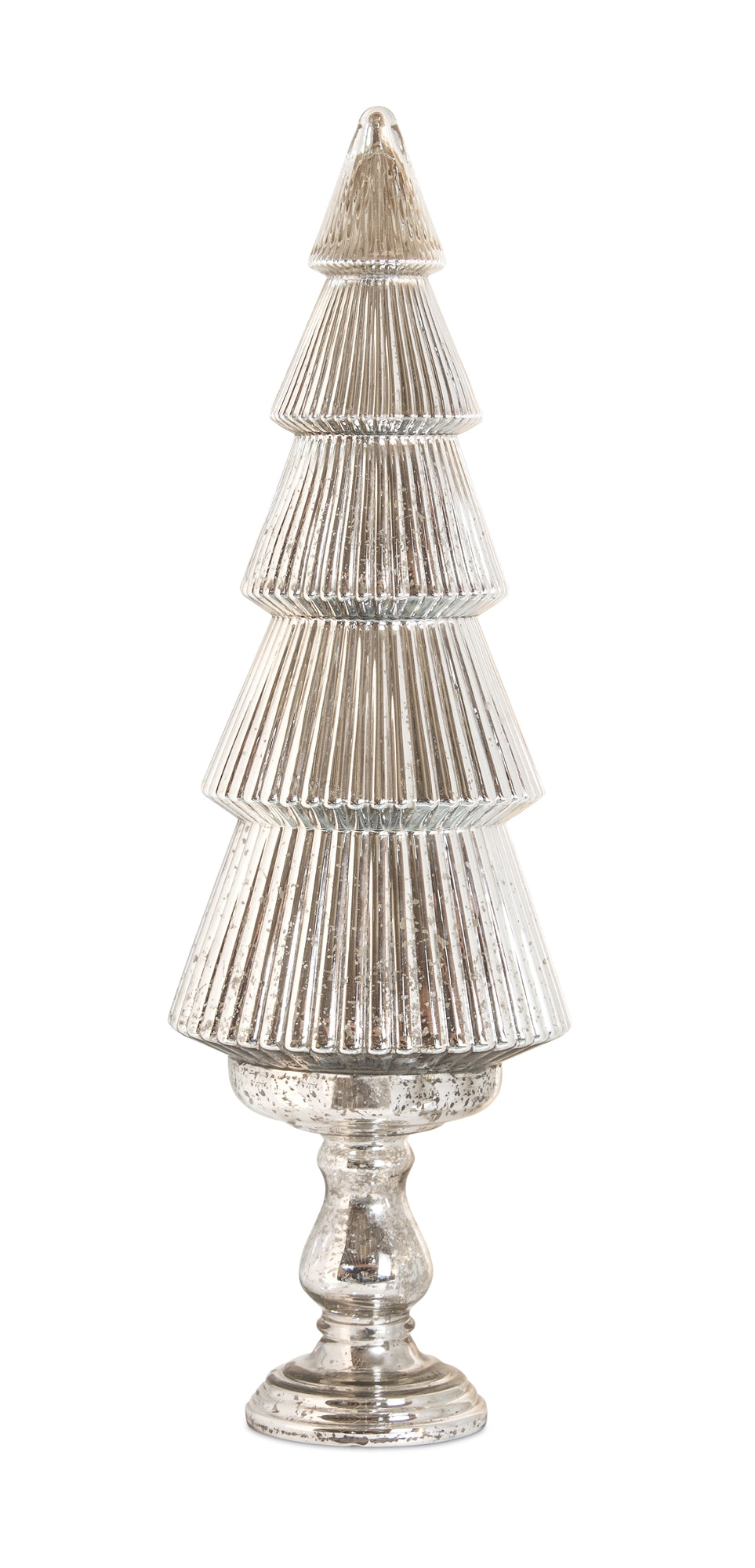 Silver Mercury Glass Tree on Pedestal 36"H