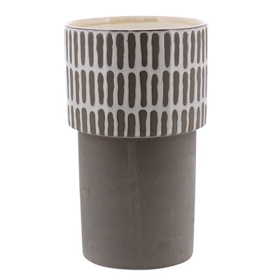 Portman Vase - Tall - White Top w Slip Glaze Grey Btm