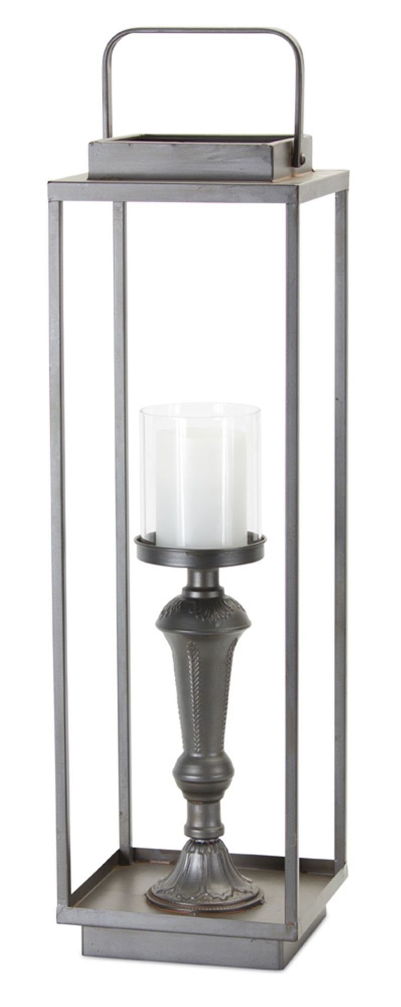 Candle Holder 8"W x 26.25"H Iron/Glass