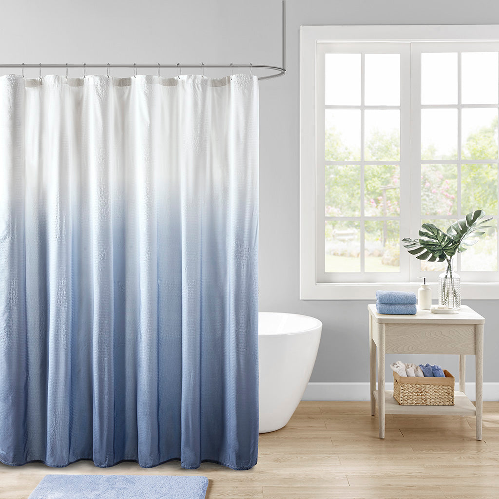 Ara Ombre Printed Seersucker Shower Curtain